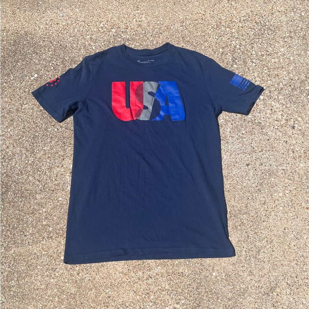 Under Armour Men's Navy Blue Usa Short Sleeve Tee Size Small